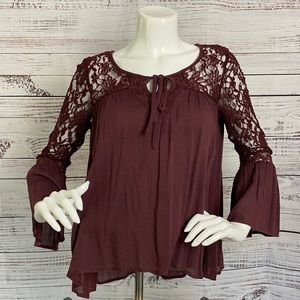 Fall Long Sleeve Plum Blouse Mudd Belltop